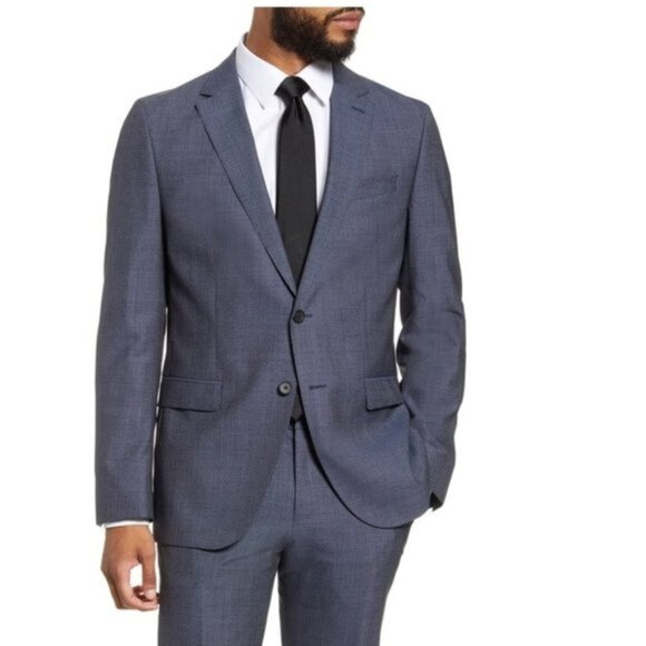 HUGO BOSS Novan Slim Fit Houndstooth Wool Coat - Picture 1 of 13